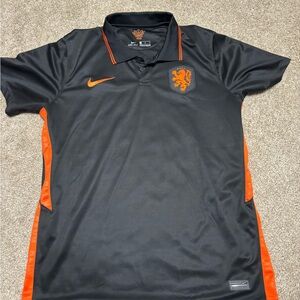 Nike Netherlands Black and Orange Polo Shirt Jersey